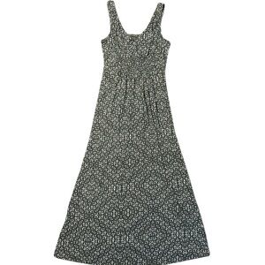 Eddie Bauer Maxi Dress, Small, Green & White, 13in width, 52in length, Stretchy